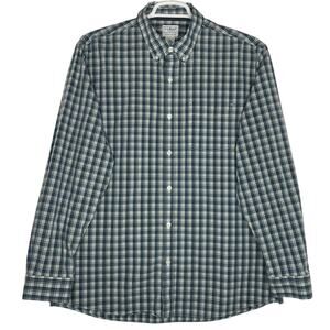 L.L.Bean Wrinkle Free Kennebunk Sport Shirt Green Plaid Button Up Size Large